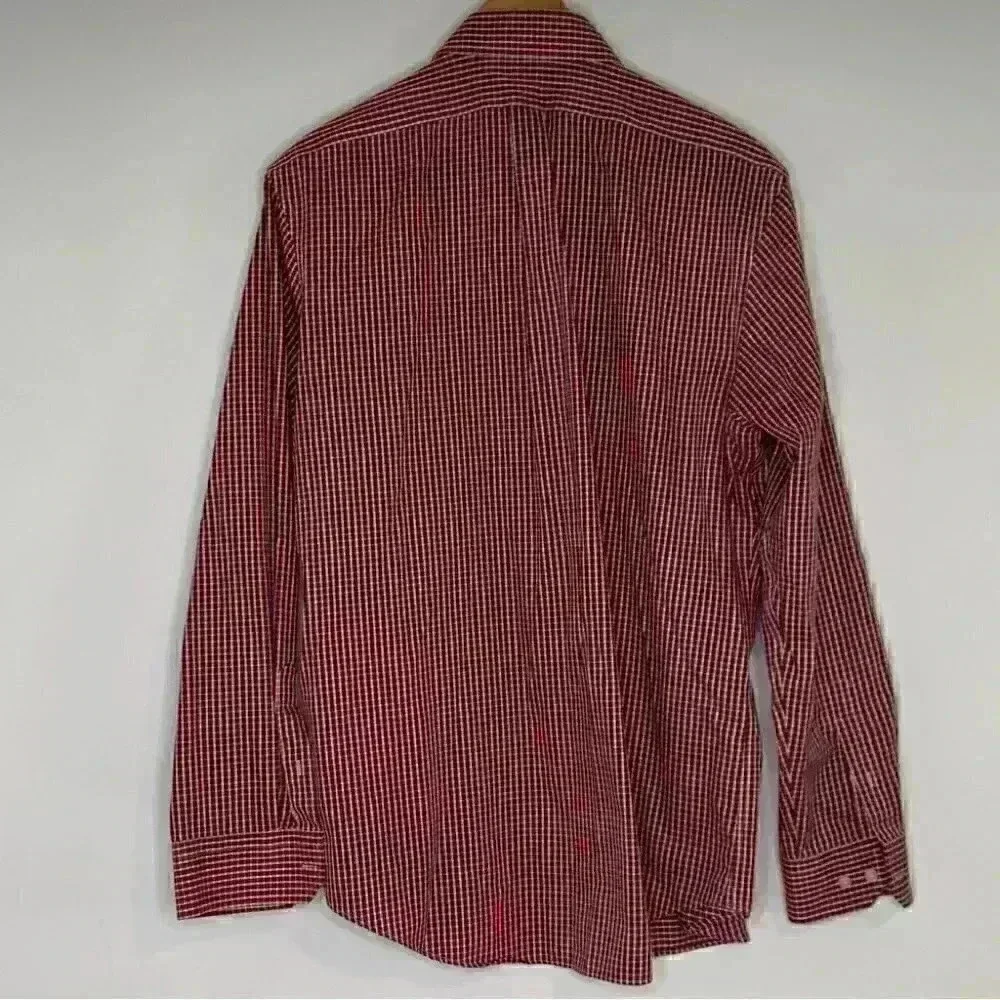 Banana Republic red check plaid non-iron classic fit shirt Sz Large